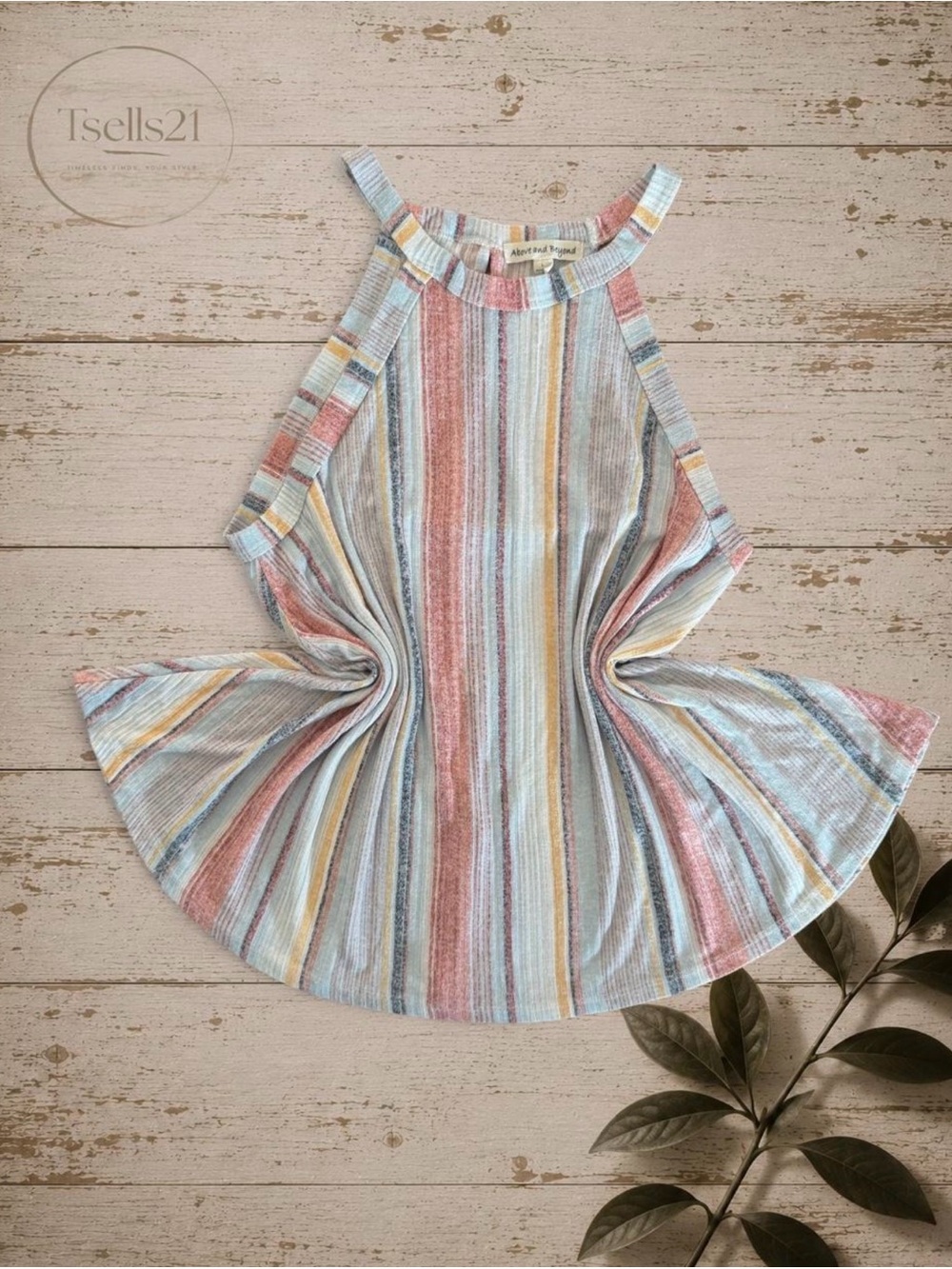Above and Beyond Multi Colored Striped Halter Top - Size L